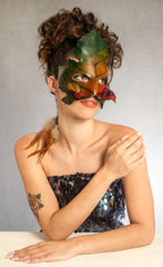 "Green Man" handmade Leather Leaf Mask by Wendy Drolma