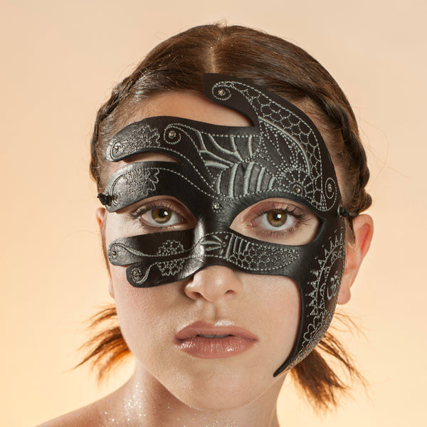 Echo Exotic Leather Masquerade Mask by Wendy Drolma – The Mysterious Mask  Shop
