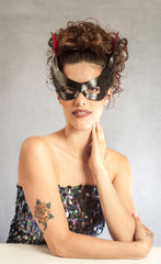 "Tish" Handmade Leather and Lace Masquerade Mask by Wendy Drolma