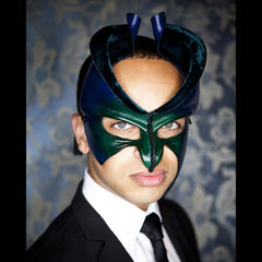 Amorpheus II - Green Leather and Velvet Mask by Wendy Drolma