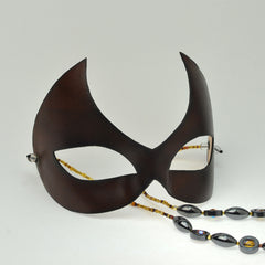 Brown Leather Domino Mask by Wendy Drolma