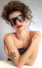 "Kiki" Sexy Handmade Leather and Lace Blindfold by Wendy Drolma