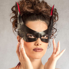 "Tish" Handmade Leather and Lace Masquerade Mask by Wendy Drolma